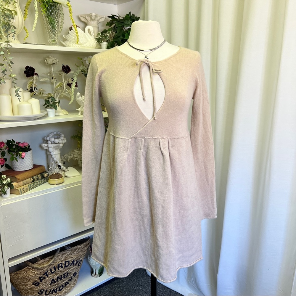 Twinnset Simona Barbieri Cream Cashmere Cutout Front Mini Dress